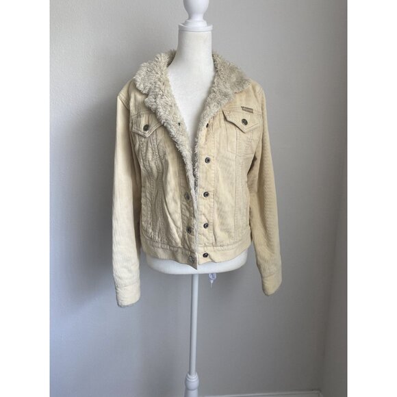 Aeropostale Women’s Small Tan Corduroy Jacket Faux Fur Trim y2k - Picture 2 of 6